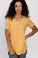 Yellow Button Front Maternity T Shirt