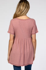 Mauve V Neck Maternity Top