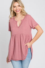 Mauve V Neck Maternity Top