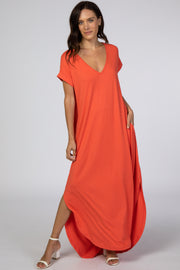 Orange Side Slit Maxi Dress