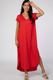 Red Side Slit Maxi Dress