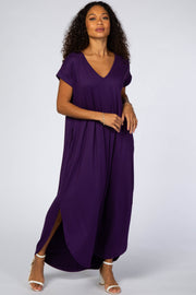 Purple Side Slit Maxi Dress