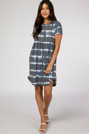 Navy Blue Tie Dye Babydoll Dress