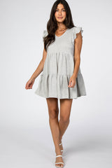 Heather Grey Tiered Maternity Mini Dress