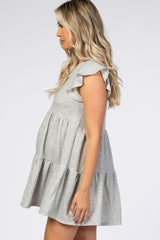 Heather Grey Tiered Maternity Mini Dress