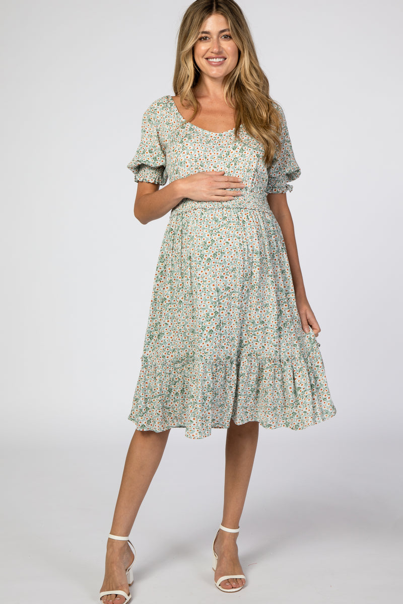 Light Blue Floral Maternity Dress – PinkBlush