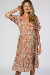 Salmon Floral Maternity Dress