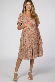 Salmon Floral Maternity Dress