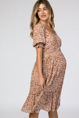 Salmon Floral Maternity Dress