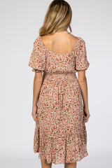 Salmon Floral Maternity Dress