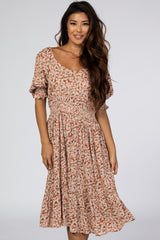 Salmon Floral Dress