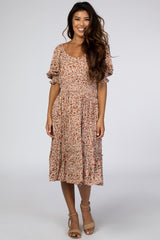 Salmon Floral Maternity Dress