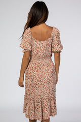 Salmon Floral Dress