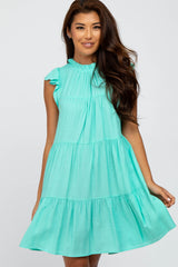 Mint Green Ruffle Accent Tiered Dress