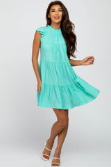 Mint Green Ruffle Accent Tiered Dress