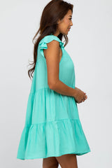 Mint Green Ruffle Accent Tiered Dress