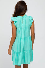 Mint Green Ruffle Accent Tiered Dress