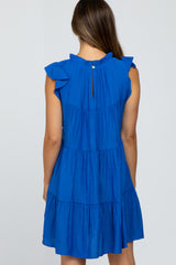 Royal Blue Ruffle Accent Tiered Maternity Dress