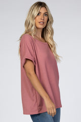 Mauve Boxy Waffle Knit Top