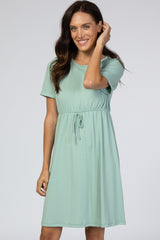 Mint Short Sleeve Waist Tie Dress