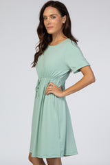 Mint Short Sleeve Waist Tie Dress