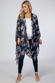 Navy Floral Chiffon Maternity Cover Up