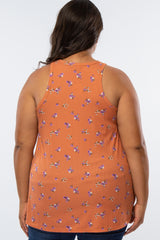 Orange Floral Plus Tank Top