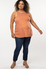 Orange Floral Maternity Plus Tank Top