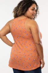 Orange Floral Maternity Plus Tank Top