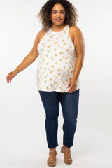 White Floral Maternity Plus Tank Top