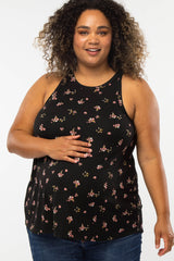 Black Floral Maternity Plus Tank Top