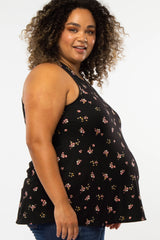 Black Floral Maternity Plus Tank Top