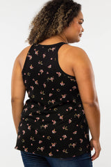 Black Floral Maternity Plus Tank Top