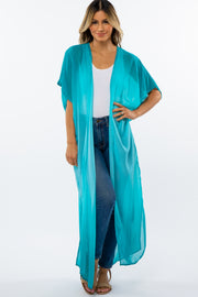 Teal Ombre Chiffon Long Cover Up