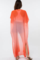 Coral Ombre Chiffon Long Plus Cover Up