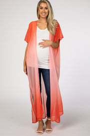 Coral Ombre Chiffon Long Maternity Cover Up