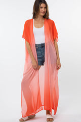 Coral Ombre Chiffon Long Maternity Cover Up