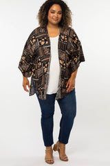 Black Paisley Floral Ruffle Sleeve Maternity Plus Cover Up