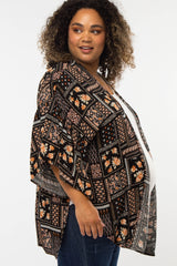 Black Paisley Floral Ruffle Sleeve Maternity Plus Cover Up