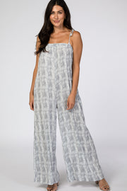 Grey Striped Tie Dye Wide Leg Jumpsuit