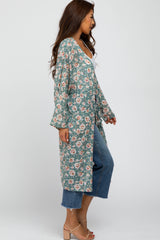 Mint Green Floral Long Cover Up