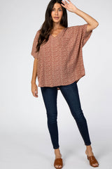 Rust Animal Print Front Pocket Top