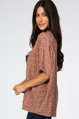 Rust Animal Print Front Pocket Top