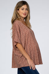 Rust Animal Print Front Pocket Maternity Top