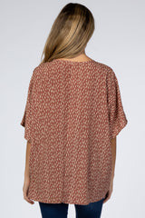 Rust Animal Print Front Pocket Maternity Top