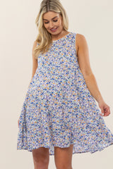 Ivory Floral Crochet Trim Tiered Maternity Dress