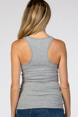 Grey Ribbed Racerback Maternity Tank Top