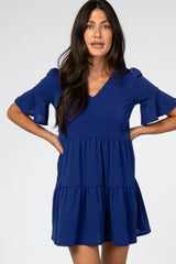 Royal Blue Ruffle Sleeve Dress