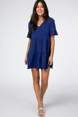 Royal Blue Ruffle Sleeve Dress