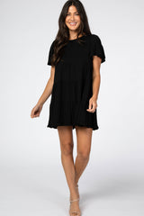 Black Tiered Ruffle Hem Maternity Dress